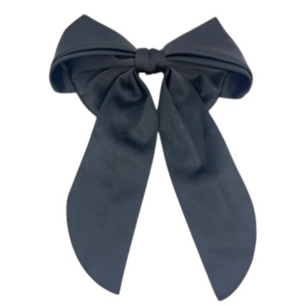 3/$30 BLACK SATIN LARGE HAIR BOW BARRETTE CLIP OVERSIZED RIBBON WHIMSYGOTH